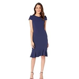 Betsey Johnson navy skuba crepe pencil dress